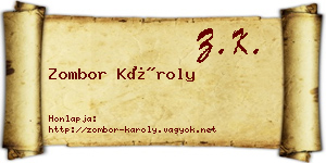 Zombor Károly névjegykártya